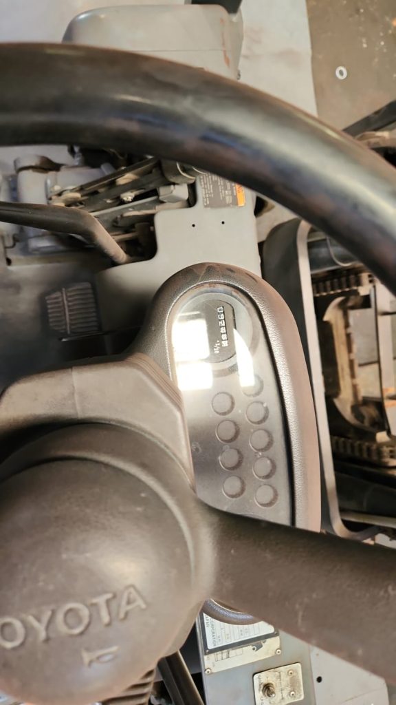 Close-up of forklift fuel tank and counterweight at Rhino Industrial Forklifts