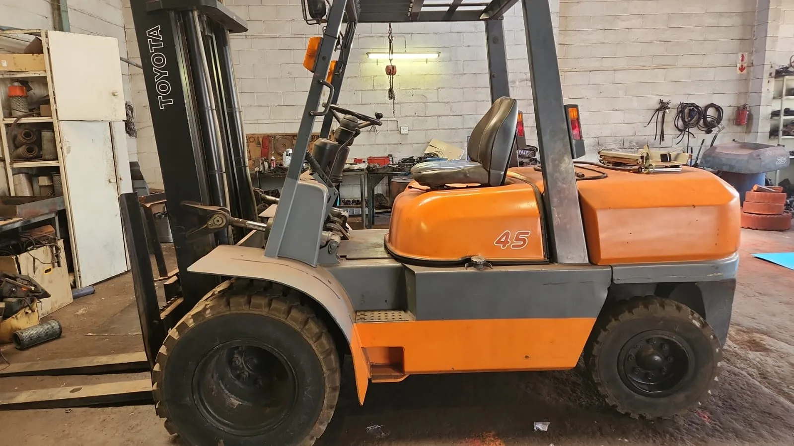 Toyota forklift at the Rhino Industrial Forklifts workshop in Wadeville, Germiston