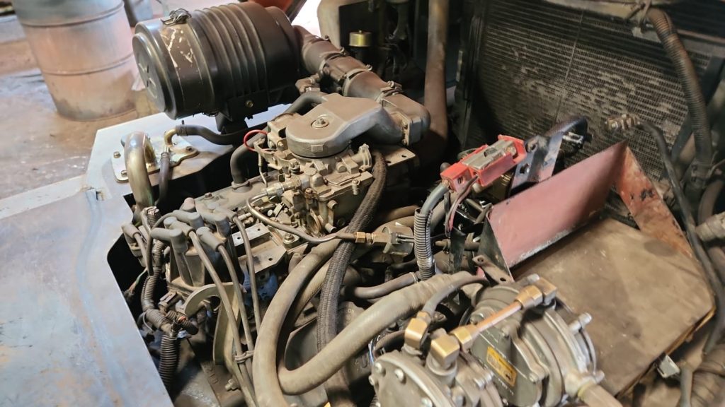 Diesel engine bay of a Toyota forklift serviced at Rhino Industrial Forklifts